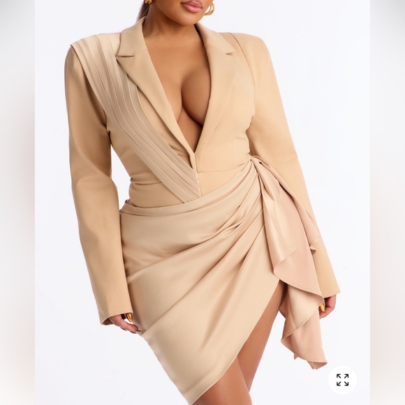 Fashion Nova Dresses & Skirts - Elegant Tan Wrap Dress